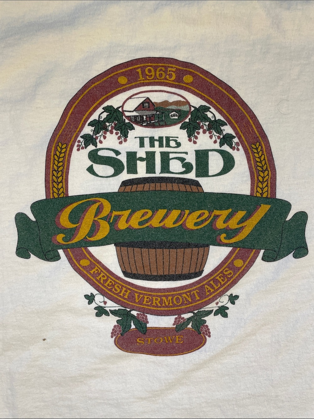 White Graphic Short-Sleeve Tee The Shed Brewery Stowe Vermont XL